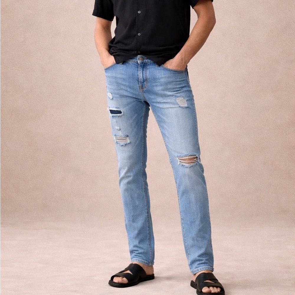 Empyre Skeletor Distressed Slim Leg Jeans Size 38